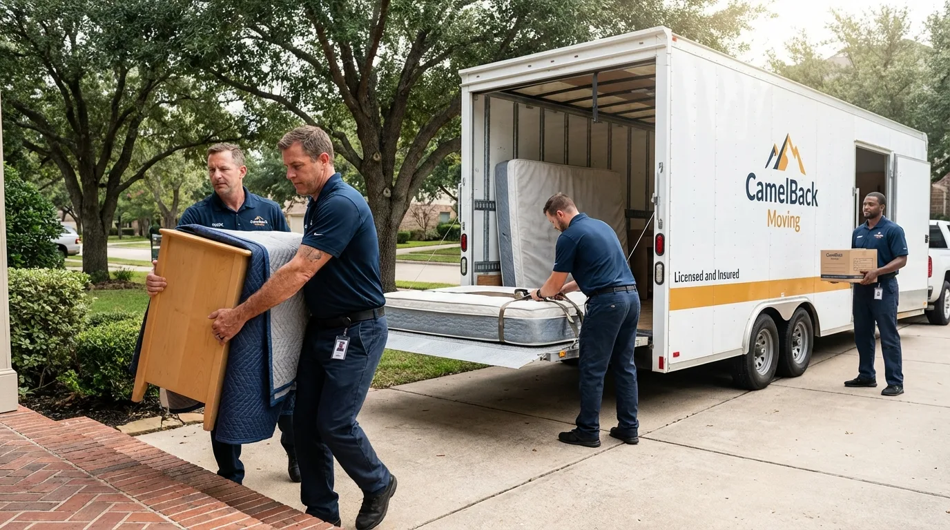 Crew loading residential truck for cross-state move from Bonners Ferry, ID